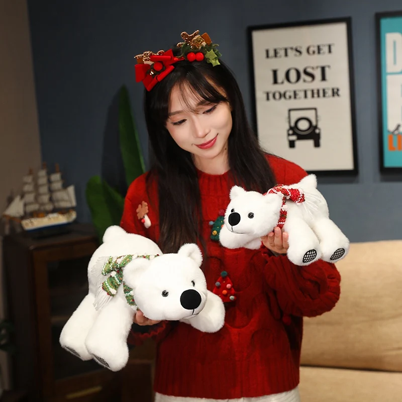 25-45 см милый рождественский белый медведь плюшевые игрушки милые мягкие