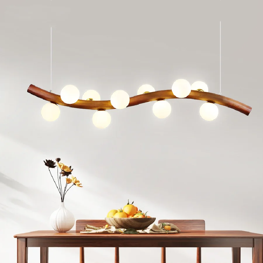 

Люстра для столовой в скандинавском стиле, светодиодная деревянная Подвесная лампа для столовой, кухни, островка