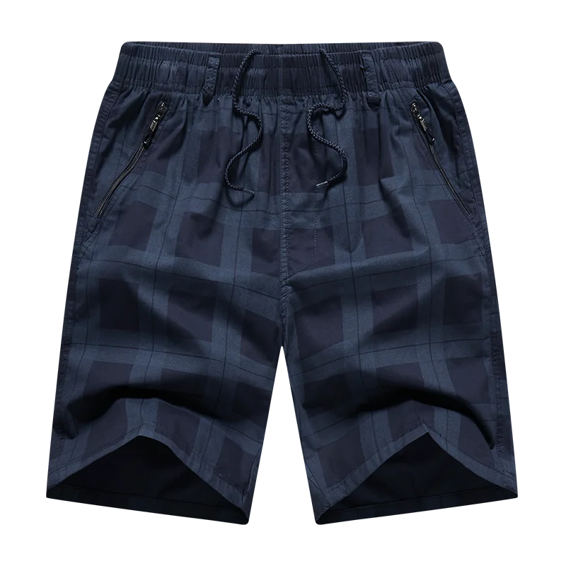 2023 Men's Summer Cotton Shorts Fashion Plaid Stripe Casual Breeches Male Elastic Force Athletic Cargo Shorts Loose Beach Pants