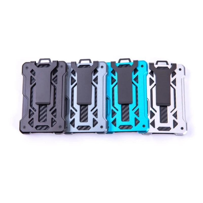 

RFID Blocking Business Card Credit Wallet Badge Holder Aluminum Metal Student Card Holder with Cash Clip for Women Men