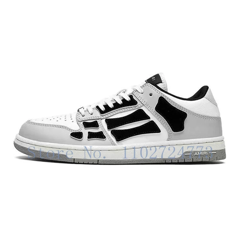 AMIRI Pure 2023 New Bone Shoes Men Small White Shoes Original Low Top Lace Up Color Matching Women Couple Leisure Sports Sneaker