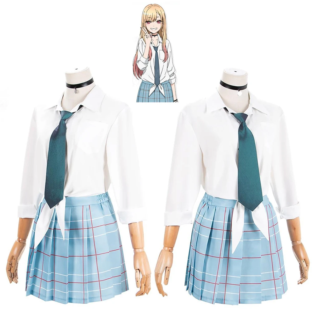 

Женский костюм для косплея из аниме «Мой костюм», «Мой любимый» Марин и Китагава, школьная форма JK, рубашка, плиссированная юбка, наряды, кос...