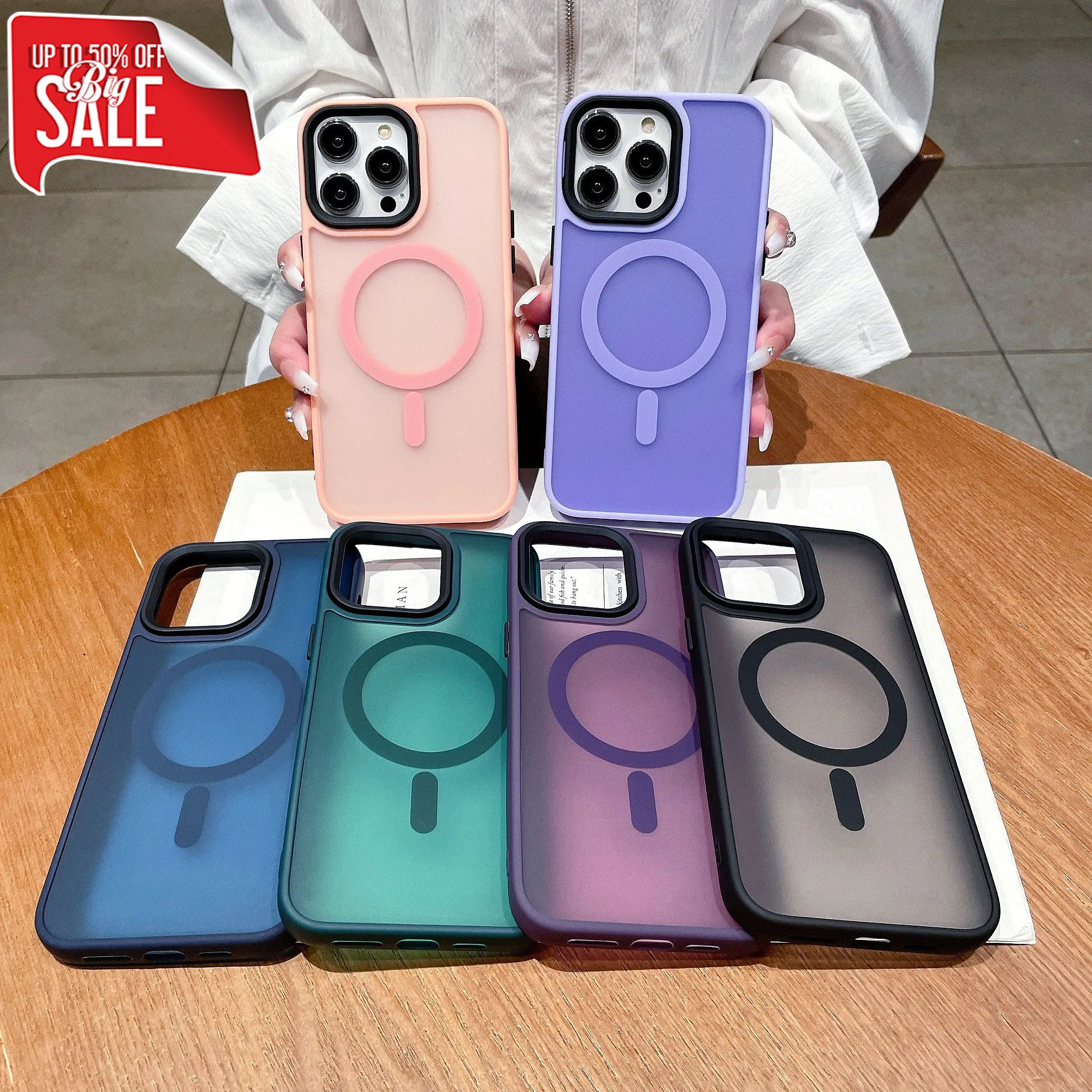 

Luxury Magnetic Case for iPhone 14 13 12 11 Pro Max Magsafing Slim Matte Shockproof PC TPU Armor Transparent Colorful Cover