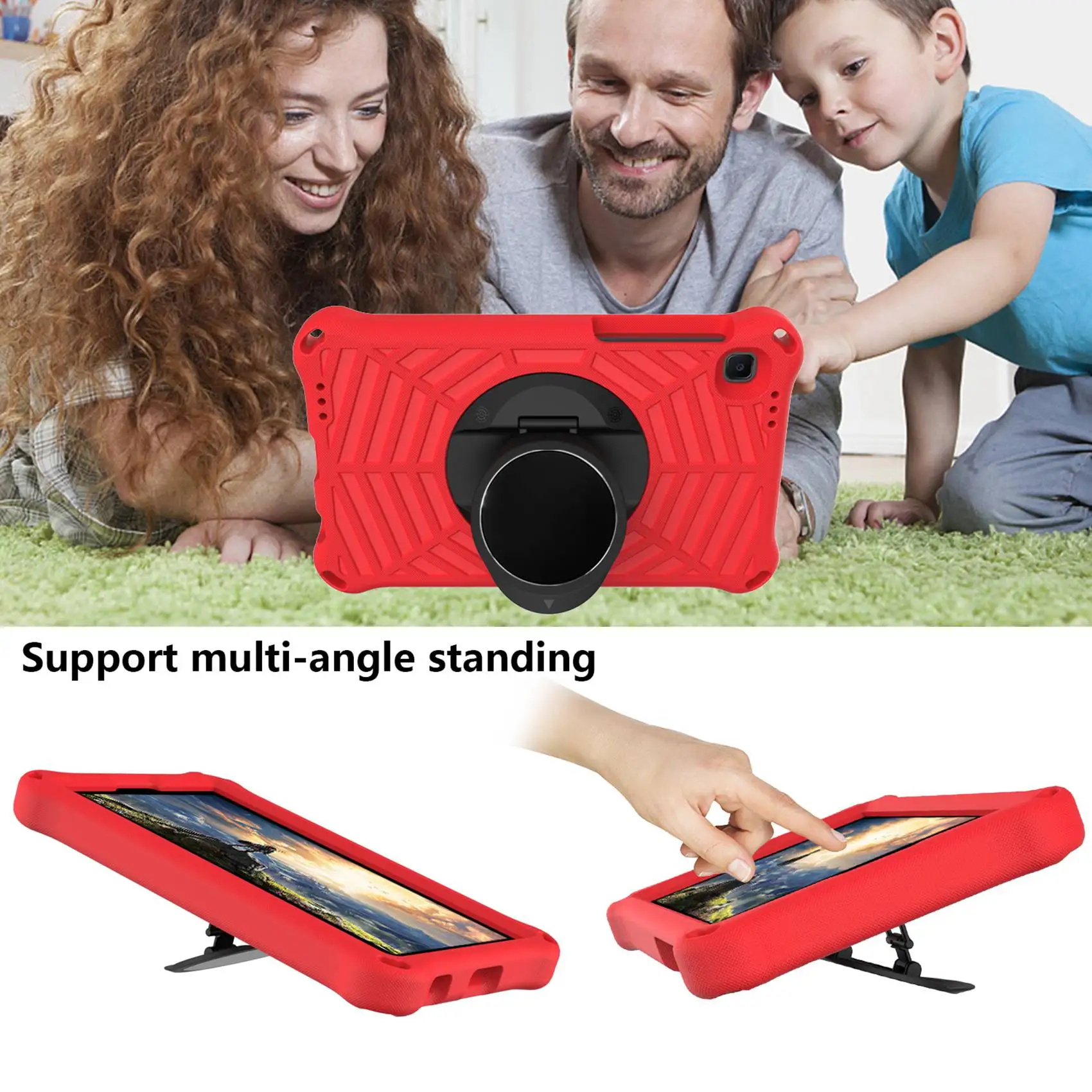 For Samsung Tab A7 Lite T220/225 8.7-Inch Tablet Case with 360 Degree Rotating Durable Bracket Shoulder Strap Red | Компьютеры и офис