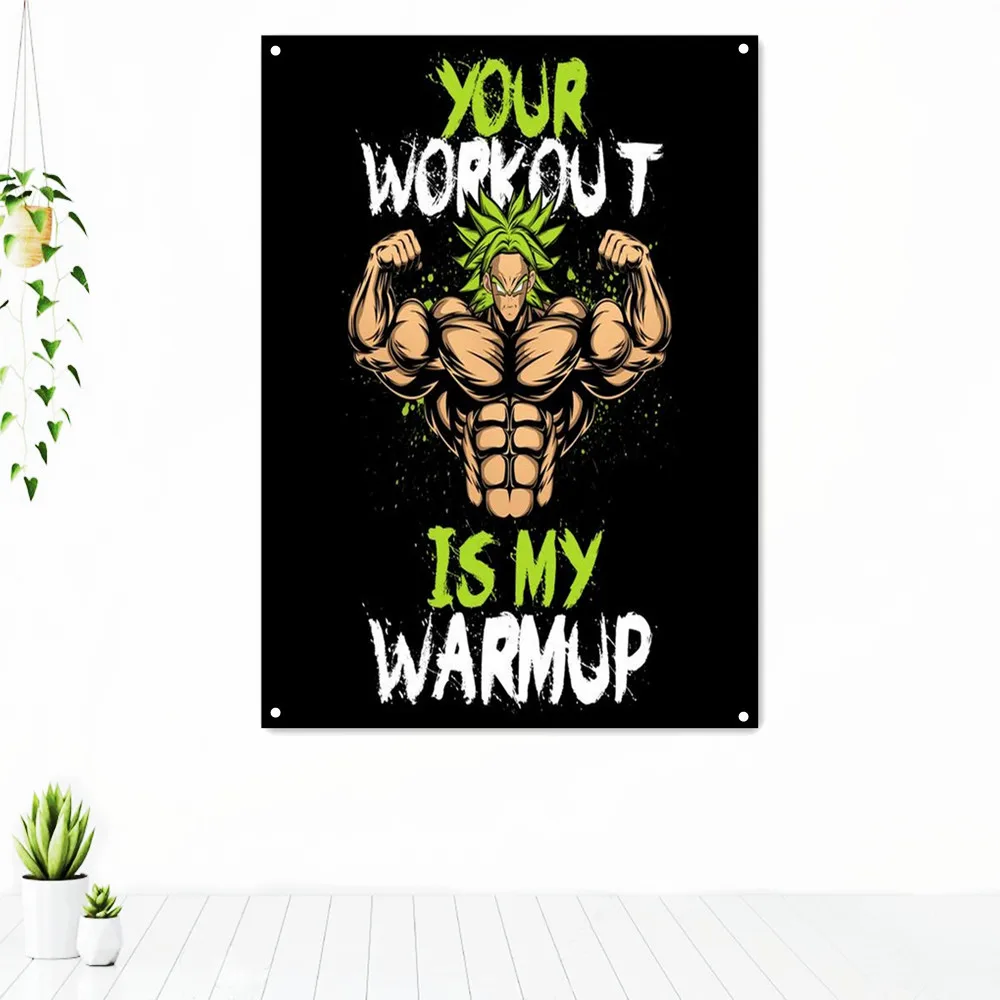 

YOUR WORKOUT IS MY WARMUP Exercise Inspirational Tapestry Hanging Painting Home Decor Fitness Workout Poster Gym Banner Flag