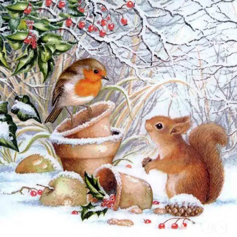 

JIEME 5D Diamond Mosaic Squirrel Picture of Rhinestones Diamond Painting Animal Needlework Embroidery Art Wall Decor