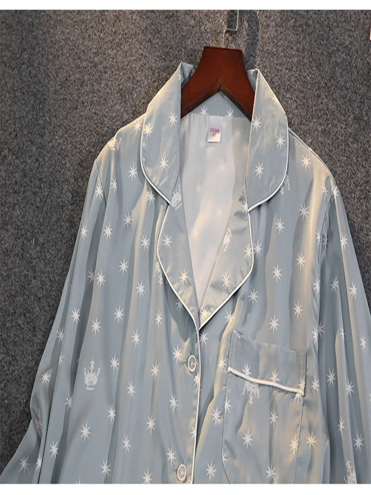 New Lisacmvpnel Women's Summer Two-piece Suit Pajamas Ice Silk Satin Thin Outwear Print Lace Pyjamas