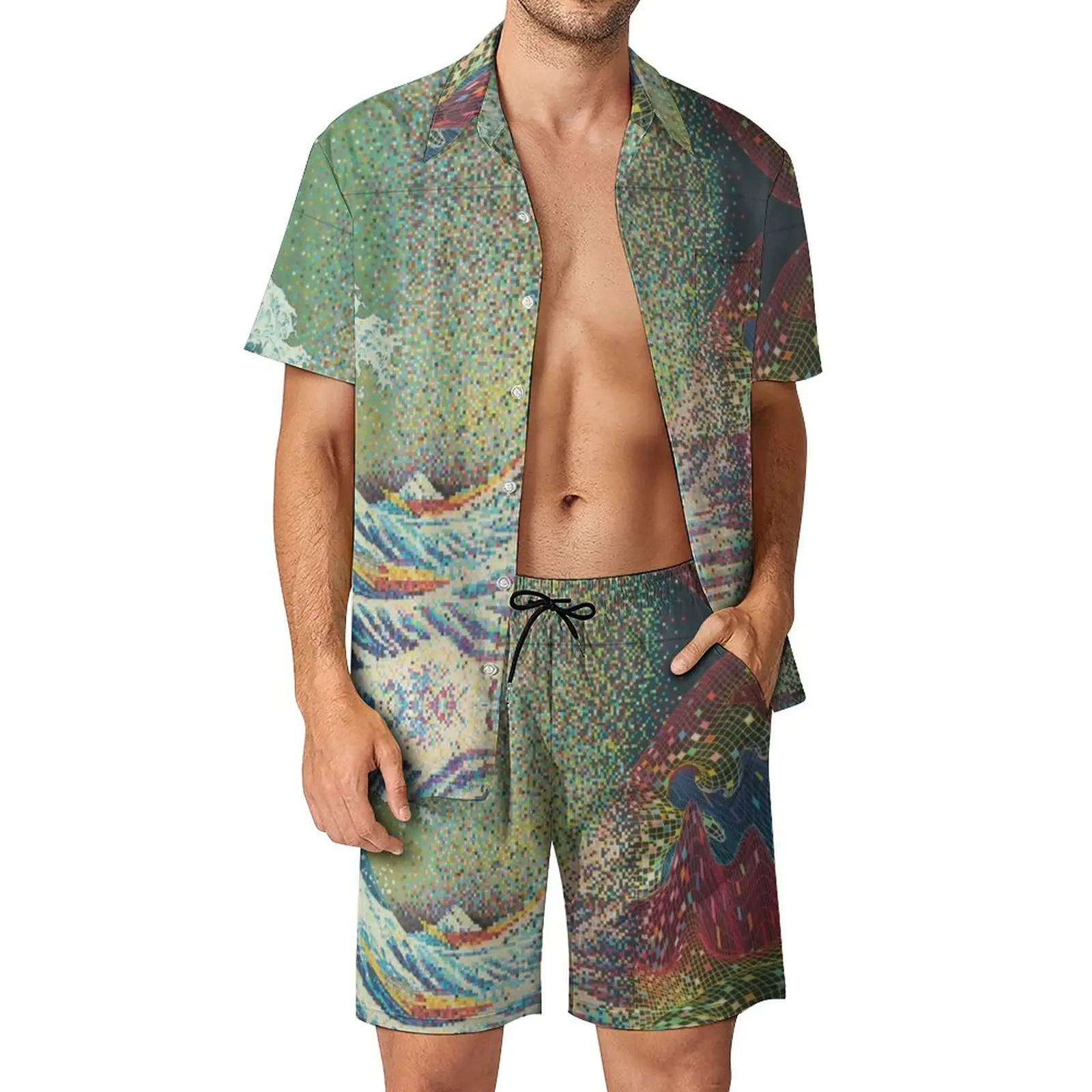 

Мужской пляжный костюм Wave of The Future Pixels, костюм из 2 предметов, высокое качество, для отдыха, высокое качество