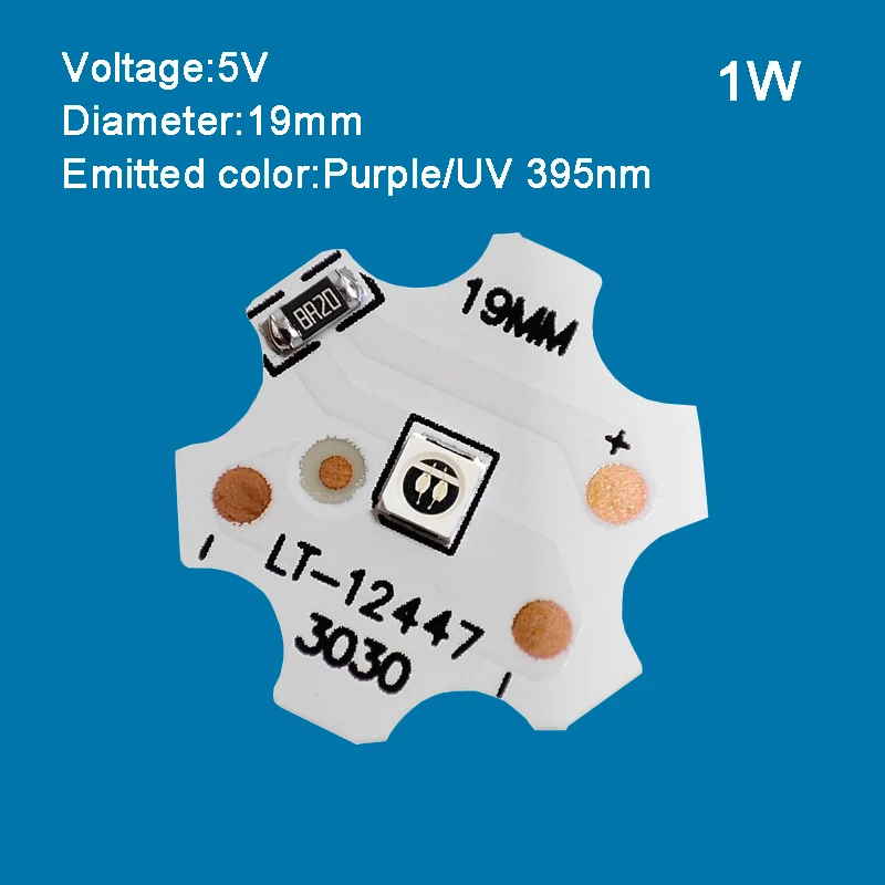 10 шт. DC 5V 19 мм фиолетовая УФ 395nm плата лампа светильник источник