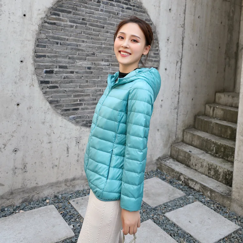 Women Solid Colors Zipper Oversized Hooded Jackets Autumn Witner Casual Commute Overwears New Fashion Warm Light Short Down Coat