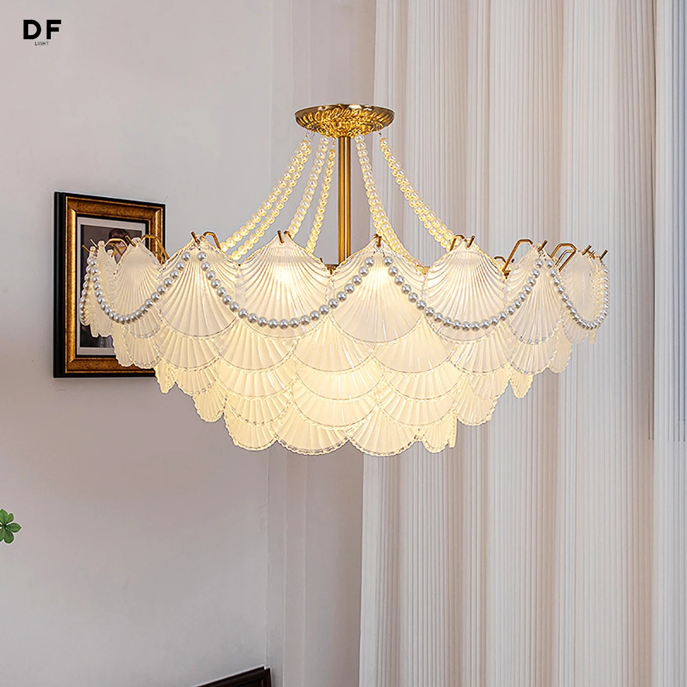 

Home LED crystal chandelier bedroom crystal lamp restaurant shell chandelier hotel decoration lighting crystal chandelier
