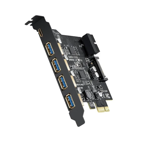 Дополнительная карта расширения USB 3,0 PCI-E Type C контроллер PCI Express PCI-E на USB 3,0 5 портов + 1 Порт USB 3,1 PCI-E адаптер карты