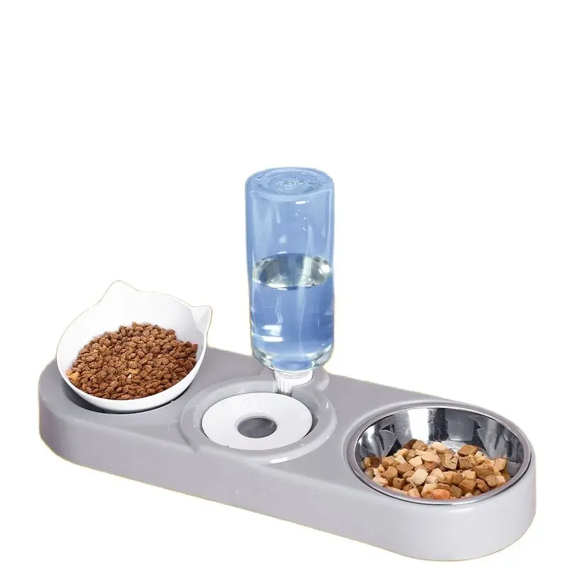 

Автоматическая миска для домашних животных, кошки, зернистость, миска для еды с водяным фонтаном, двойная миска, поднимающаяся миска для пит...