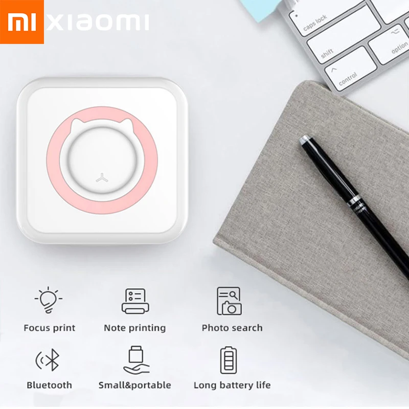 

Миниатюрный термопринтер Xiaomi, беспроводной карманный Bluetooth-принтер без чернил для зарядки этикеток, текстов, фотографий, печати записей