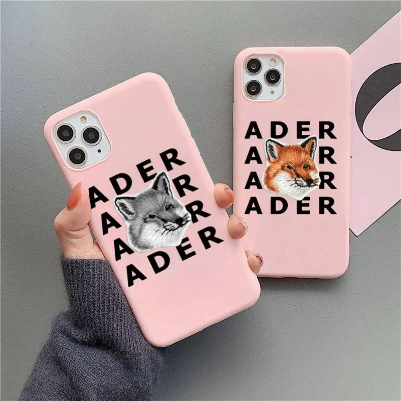 

Korean Street fashion ADER Phone Case For iphone 13 12 11 Pro Max Mini XS 8 7 6 6S Plus X XR Matte Candy Pink Silicone cover