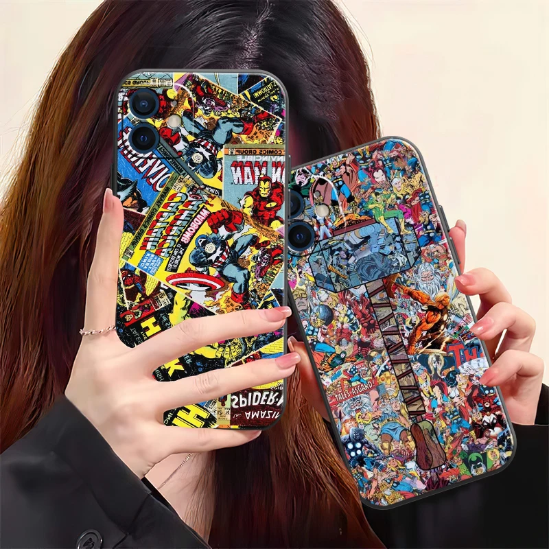 

Marvel Comics Logo Phone Case For iPhone 13 12 11 Pro 12 13 Mini X XR XS Max SE 6 6s 7 8 Plus Liquid Silicon Silicone Cover
