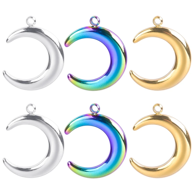 

3pcs Stainless Steel Horns Charm Crescent Moon Pendants for Jewelry Making Necklace Earrings DIY Handmade