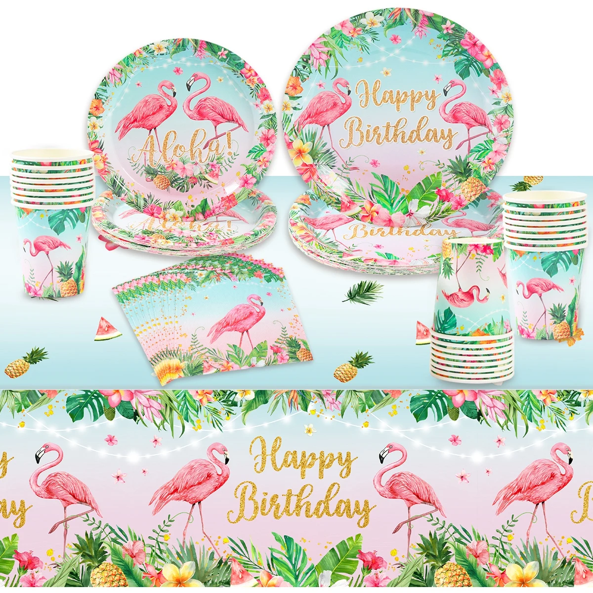 Гавайские гирлянды с фламинго