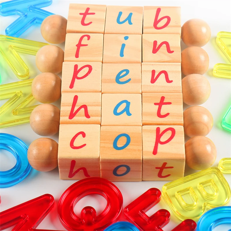 

Конструктор Phonics Cvc Word кубик алфавита Пазлы Монтессори Обучающие деревянные буквы Детские обучающие игрушки D65Y
