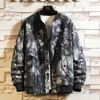 mens fashion plus size tie dye baseball uniform zipper cardigan stand collar camouflage jacket spring autumn korean clothes