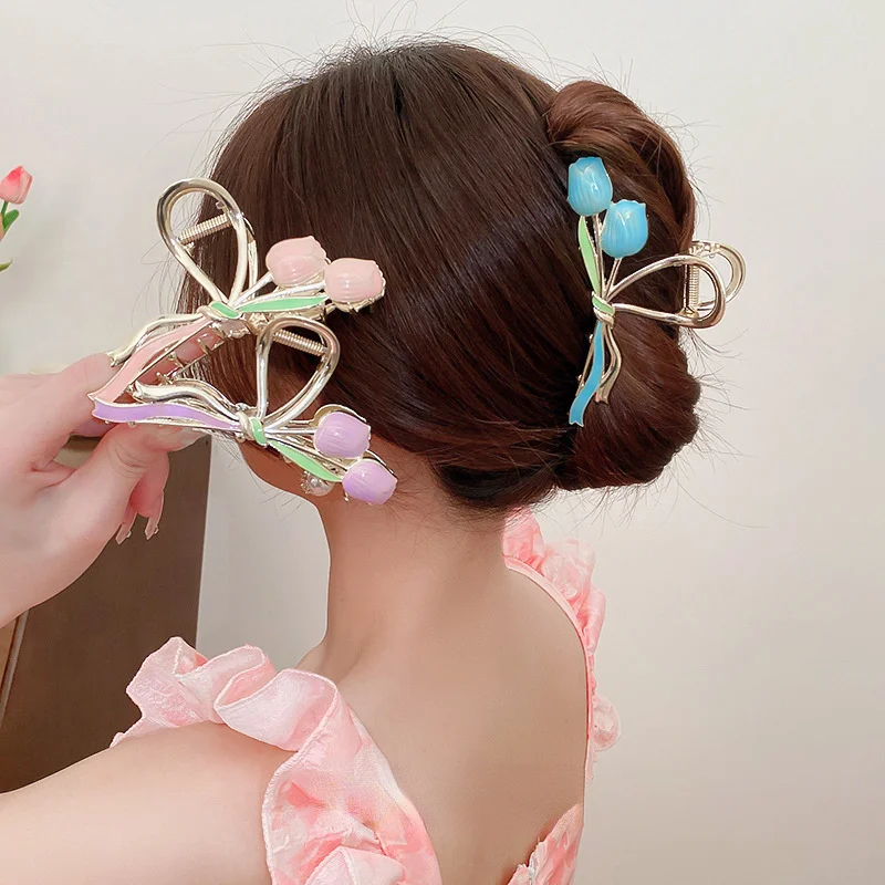 

Модные элегантные темпераментные металлические зажимы для волос с лиями долины заколка для волос с жемчужинами и цветами для женщин и девушек аксессуары для волос