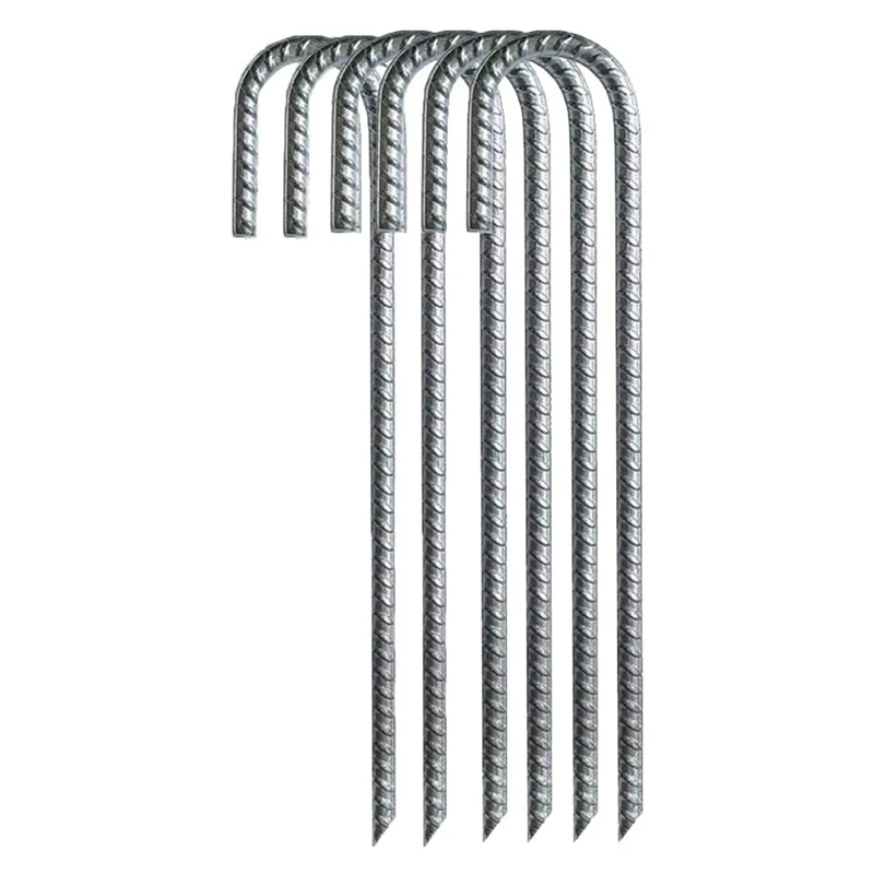 

Steel Ground Stakes,J Hooks Anchors,Garden Stake Pegs For Camping Tents/Trampoline Canopies (30CM,6 Pack)