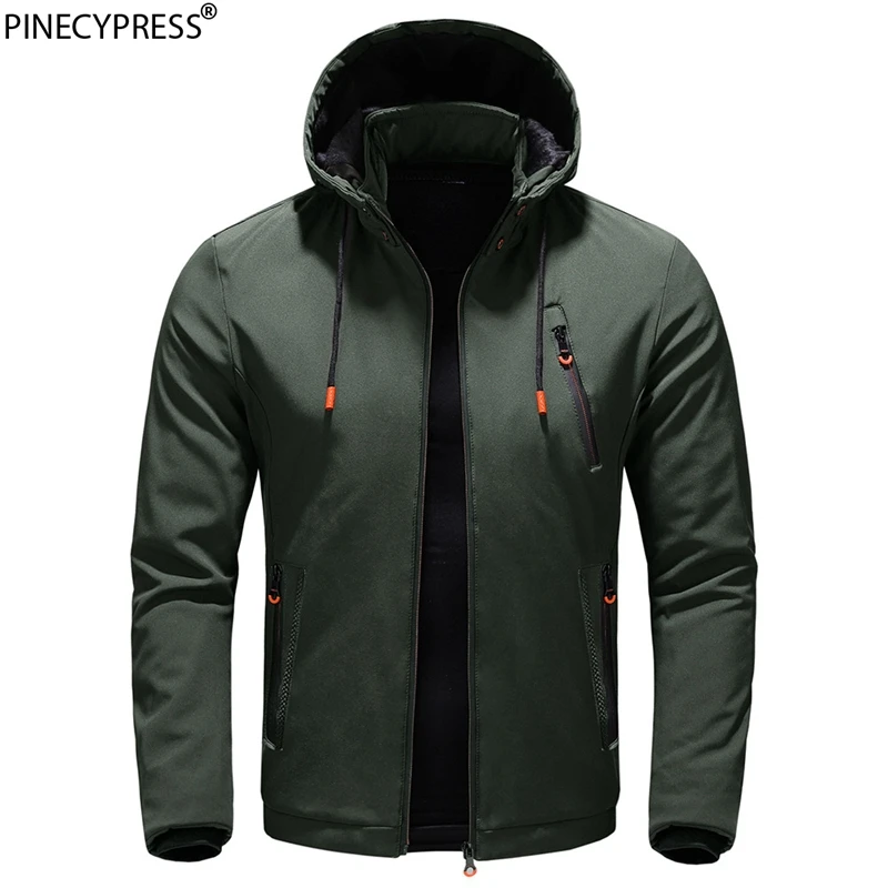 

Winter Fleece Thick Warm Male Hooded Outerwear Coat Zipper Long Sleeve Stand Collar Man Clothing Hat Detachable Mens Jacket