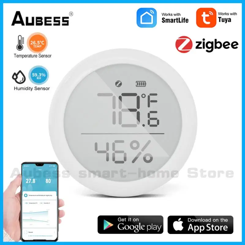 

ZigBee Smart Home Temperature And Humidity Sensor Tuya APP Remote Temperature Monitor Controller Hygrometer Gateway Required