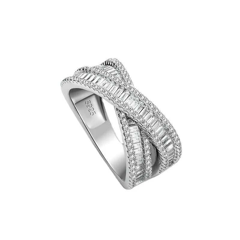 

Двойное кольцо из серебра S925 пробы с бриллиантами и крестом, высококлассное дизайнерское кольцо на указательный палец, европейские и американские ювелирные изделия