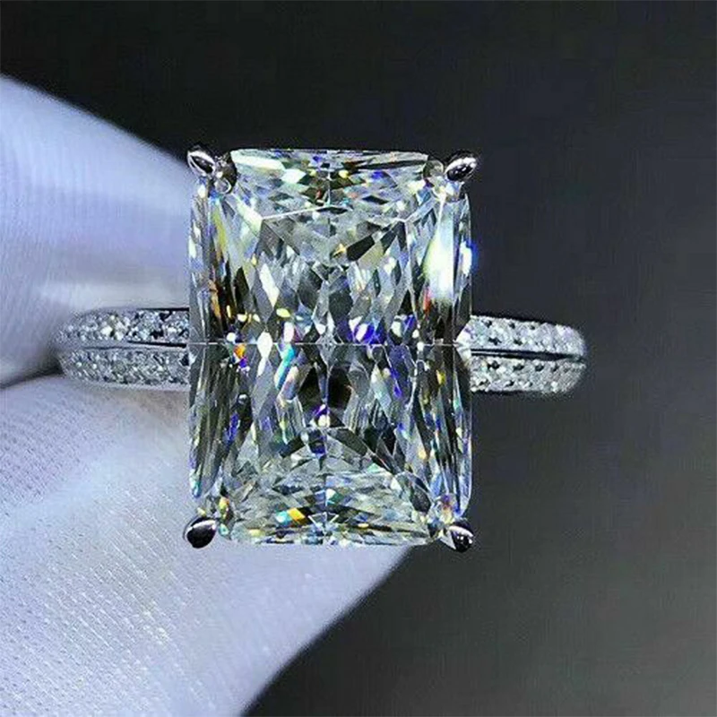 

Gorgeous White Big Square Stone Women Wedding Band Jewelry Bridal Engage Party Finger Ring Shine CZ Hot Sale Dropshipping