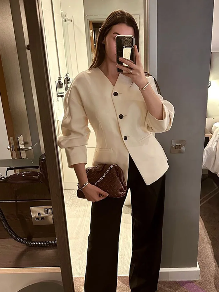 Женская элегантная однобортная шерстяная куртка модное облегающее тонкое