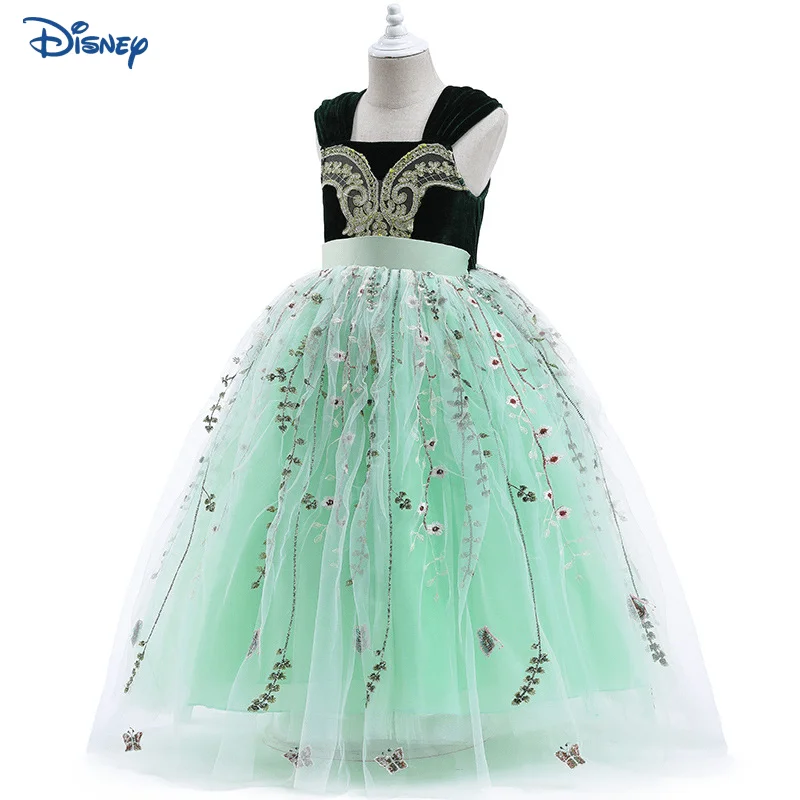 

Disney Frozen Baby Girl Princess Anna Mesh Tutu Dress Floral Lace Toddler Short Sleeve Vestido Costume Party Baby Clothes 2-12Y