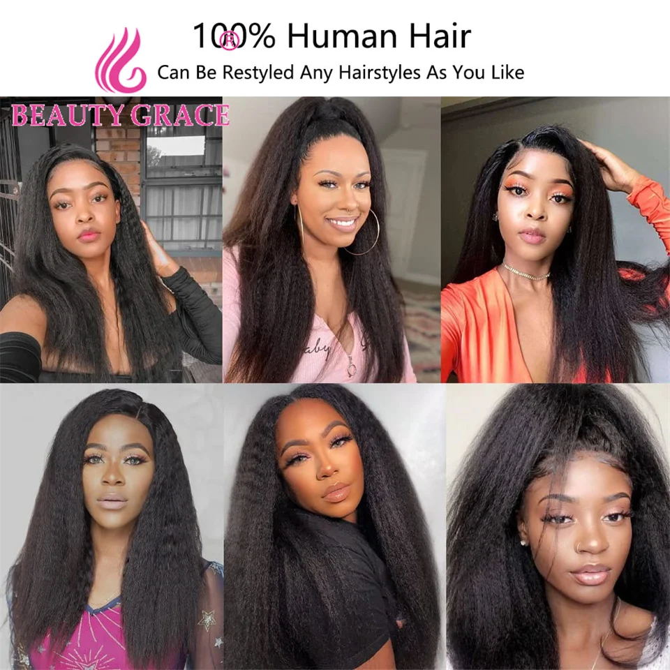 Парик Yaki прямой Женский плотность 180% 13x 4