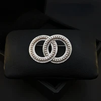double ring buckle ring classic style brooch exquisite retro simple elegant luxurious pin accessories rhinestone jewelry gifts