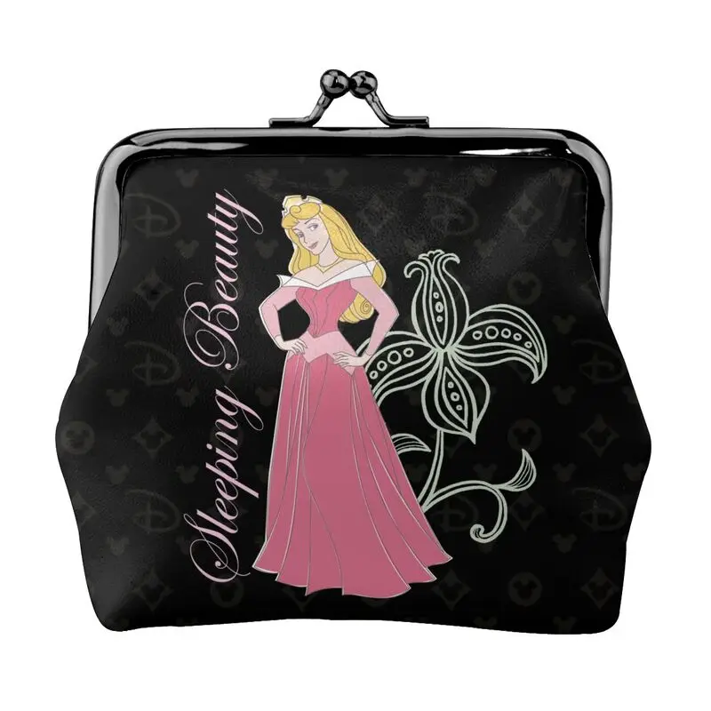 

Disney Brand Bag New Woman Cartoon Print Leather Kiss Lock Coin Purse Design Short Wallet High Quality Girl Clutch Card Holder