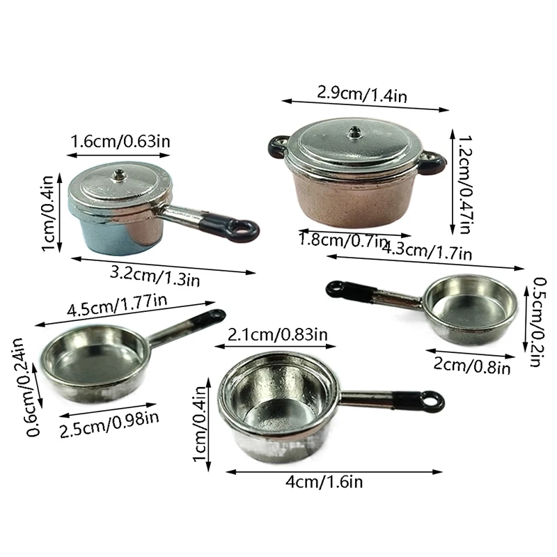 1/3pc 1:12 Dollhouse Miniature Soup Pot Pan Cookware Model Kithcen Cooking Utensil Scene Decor Accessories Kids Pretend Play Toy images - 6