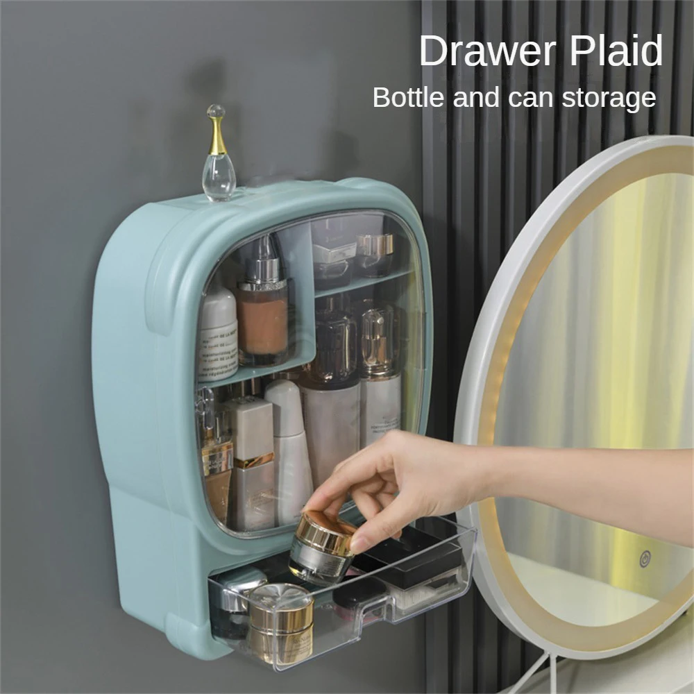 

Cosmetic Storage Box Ps Material Wall Mounted Wear Resistant Strong Bearing Capacity Drawer Household Items Bath Basket Portable