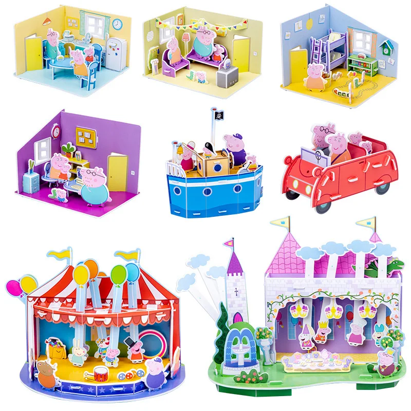 

Peppa Pig 3D Puzzle Decoration Animal Cartoon Enlightenment Education Children's Toys Pink Pig Figure Collectible Model Kids Toy