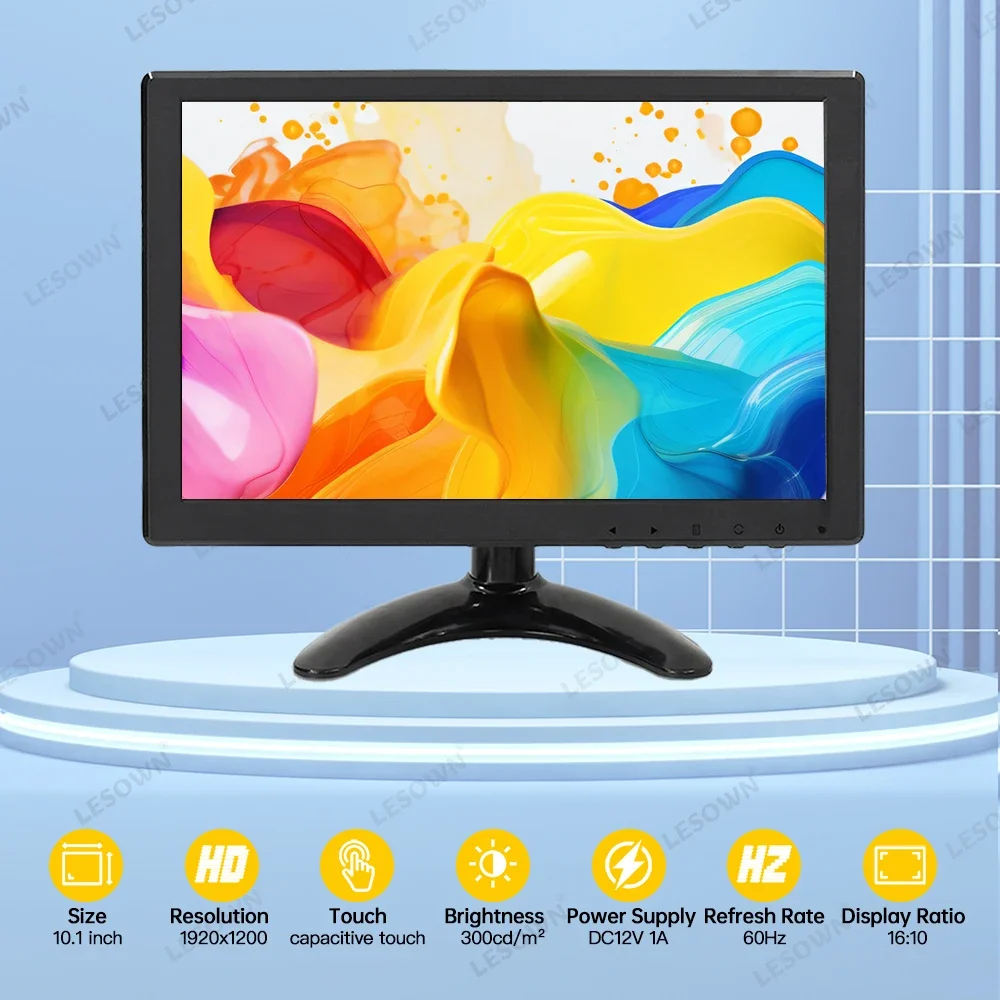 LESOWN 10 1-дюймовый монитор FHD 1280X800 промышленный дисплей VAG HDMI AV BNC 1920x1200 IPS ЖК-экран для