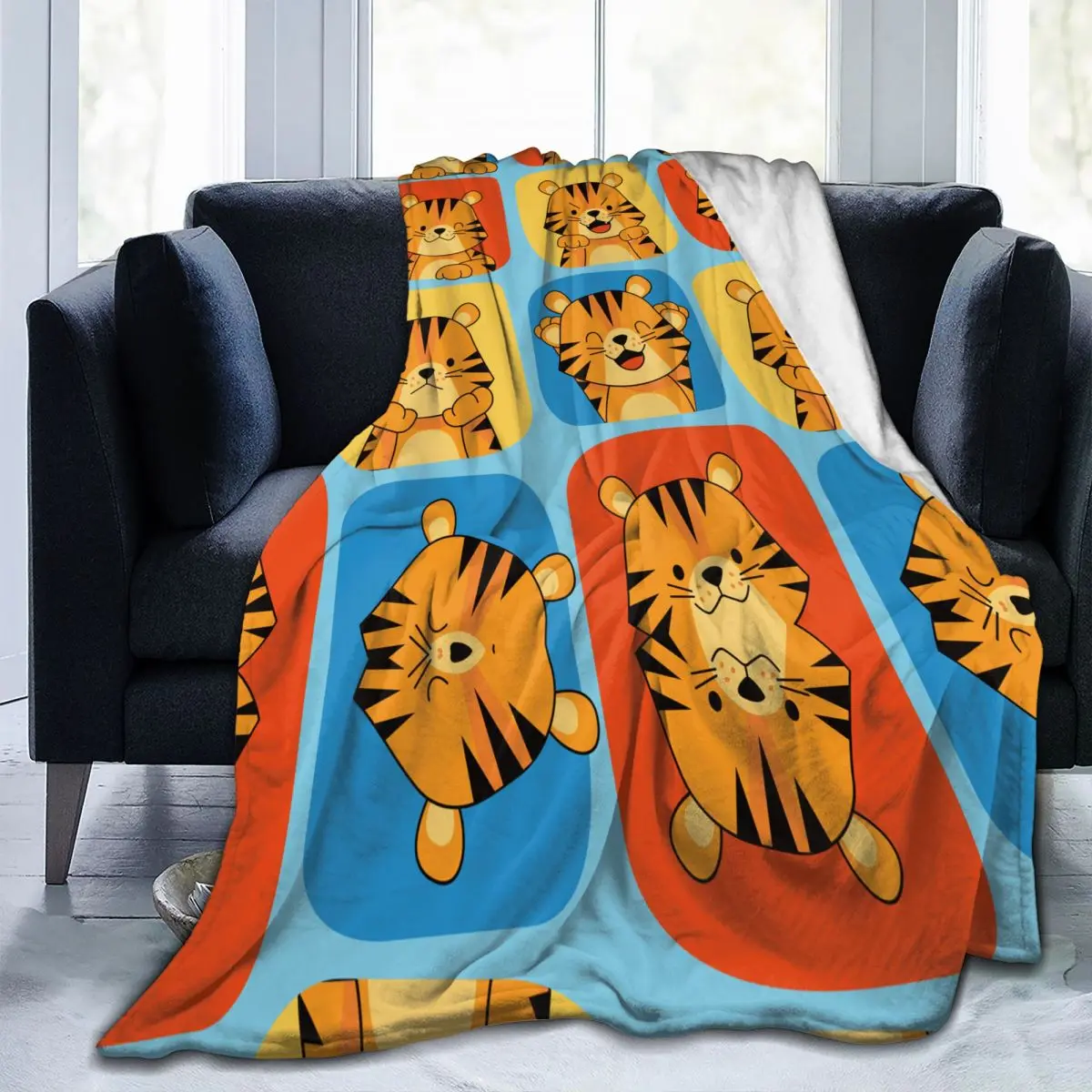 

Фланелевое Одеяло с изображением милого тигра светильник кое, тонкое, механическое, моющееся, теплое, мягкое одеяло, покрывало для дивана ил...