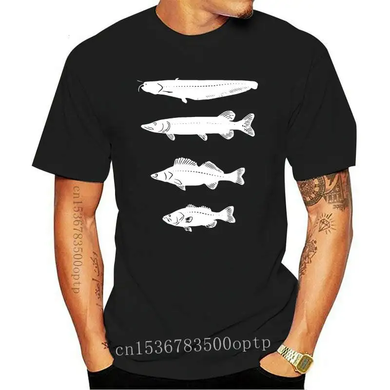 

Новинка, футболка для мужчин, женская футболка, рыбка, силуэт, бас