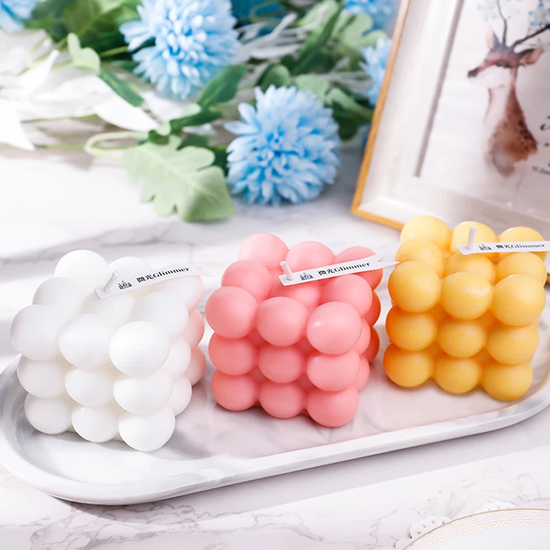 Силиконовая форма для свечей кубической формы с пузырьковым дизайном выпечки