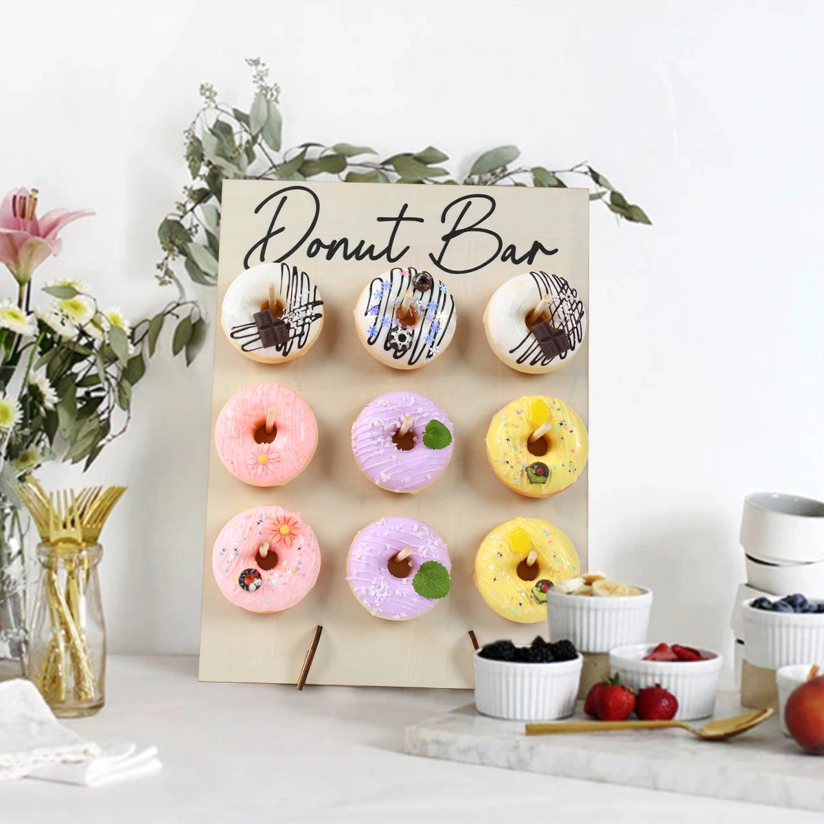 Настенный дисплей в виде пончика подставка для вечеринок деревянная Детская дня