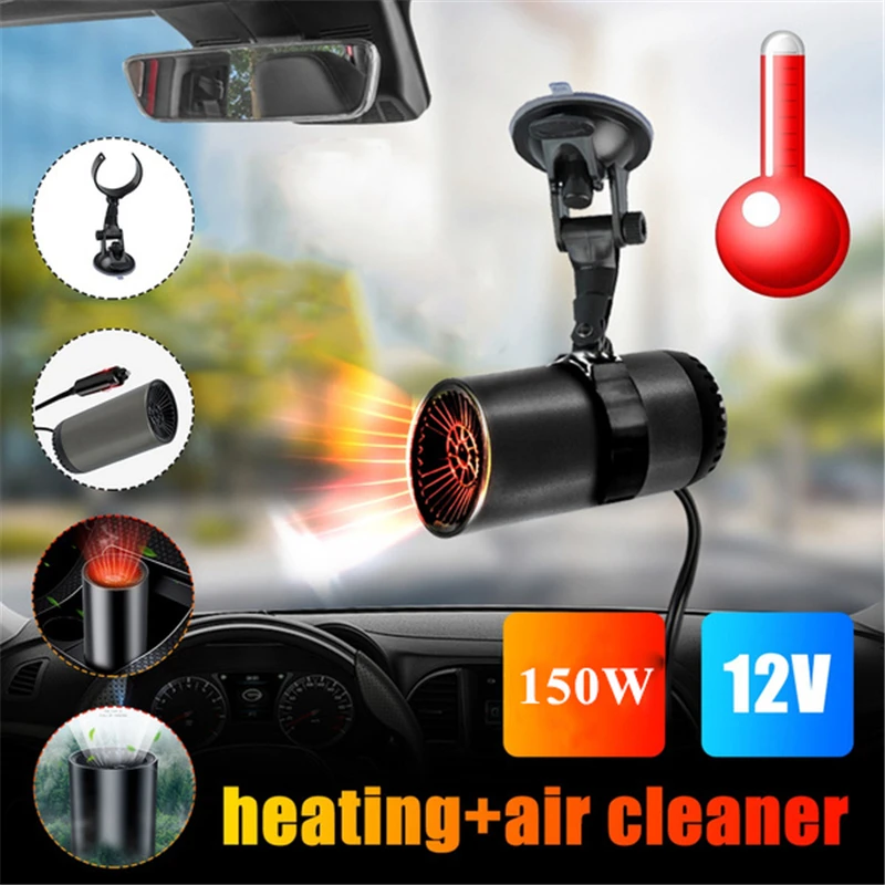

12V 150W Portable Car Heater Windshield Defroster Demister Purify and Heating 2 Function Windshield Mounting & Cup Holder