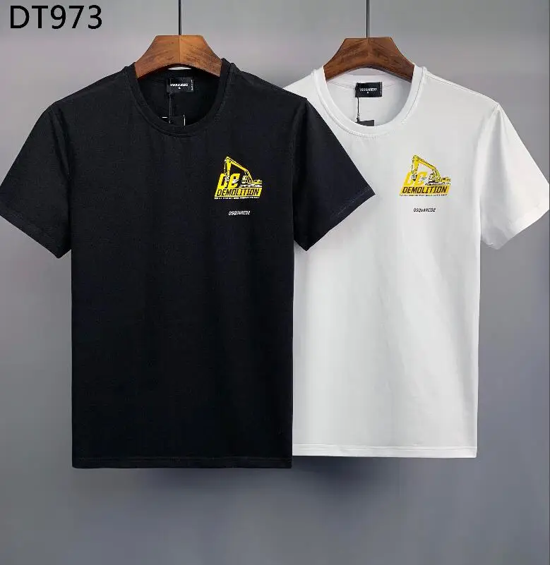

2023 New Dsquared2 Women/Men's Letter Print Excavator Painted Stylish Cotton Summer Top T Shirts Couple Outfit DT973#