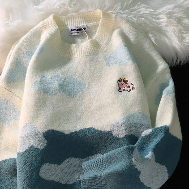 

Новый корейский милый мультяшный вязаный свитер зимний Y2k Харадзюку японский аниме Повседневный женский свободный свитер в стиле панк Ulzzang ...