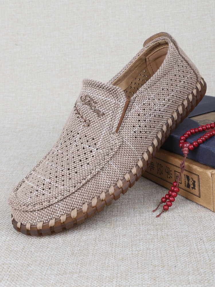 Старая пекинская тканевая обувь мужская летняя дышащая на сухожильной подошве