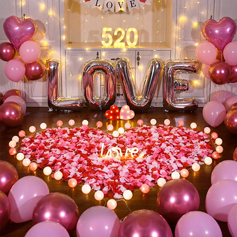 

1100pcs/bag Simulated Rose Petals Wedding Proposal Valentine's Day Hand Spread Petals