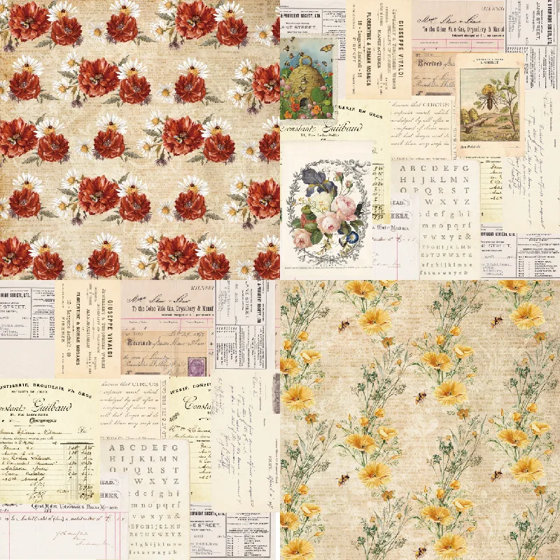 

NEW 8 Inches 12 Sheets Retro Honeybee Background Papers Scrapbooking Material Gift Wrapping Paper Album Scrapbook Hand Account