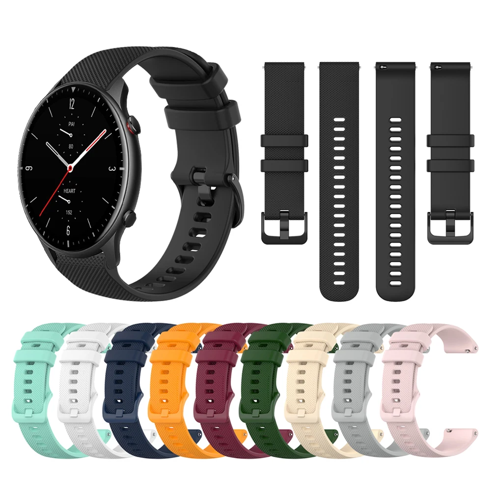 

Sport Silicone strap for Huami Amazfit GTR 2 Bracelet for Amazfit GTS 2 GTR 42mm 47mm Stratos 3 Watchbands Correa ремешок